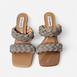 Steve Madden Tan and Silver Sandals with Braided Straps